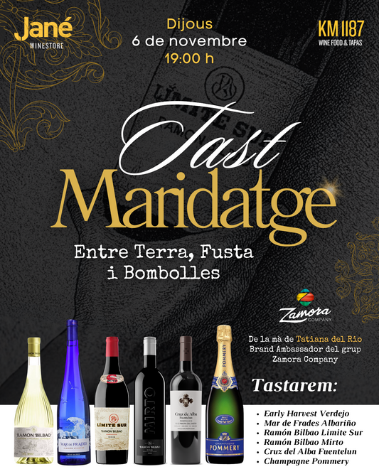Tast Maridatge - Entre Terra, Fusta i Bombolles 🍷 Dijous 6 de novembre a les 19 h a Jané Winestore