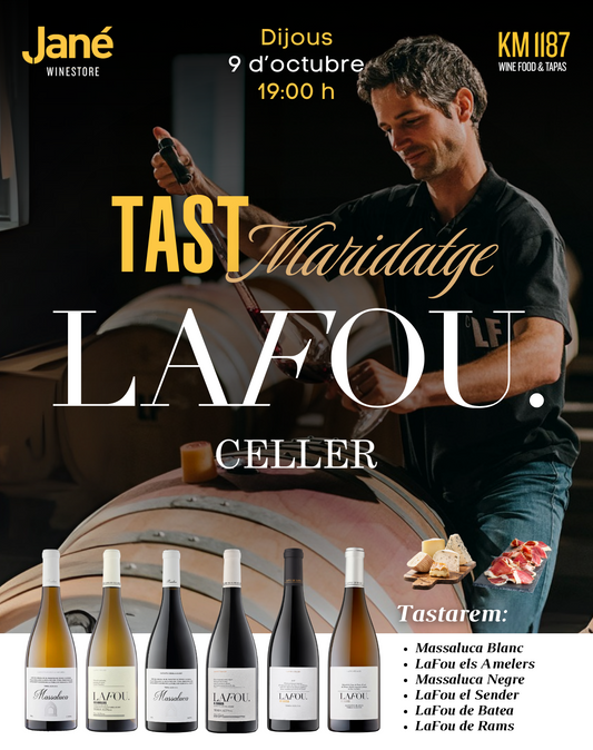 Tast Maridatge LaFou Celler 🥃 Dijous 9 d'octubre a les 19 h a Jané Winestore
