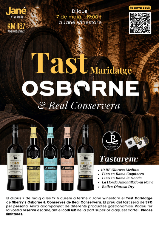 Tast Maridatge de Sherry's Osborne & Conserves Real Conservera 🍷 Dijous 7 de maig a les 19 h a Jané Winestore